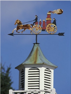 Fire Wagon Weather Vane Atop a Cupola, Brewster, Cape Cod, Massachusetts