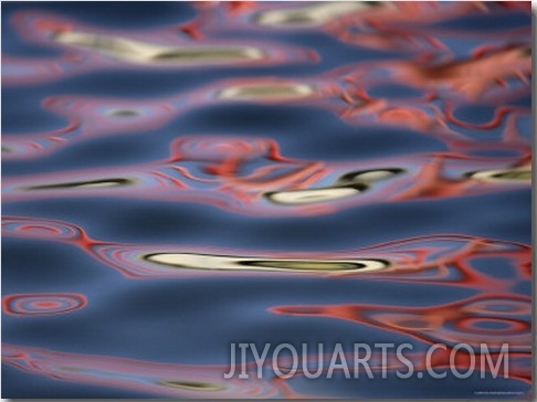 Bridge Reflections Create Abstract Patterns in Water, Socorro, New Mexico, USA