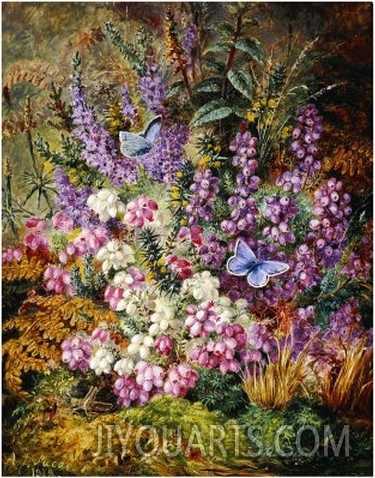 Blue Butterflies and Wildflowers, 1878