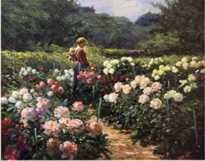Woman in a Garden of Peonies