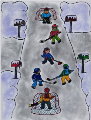 Illustration  Winter Street Hockey
