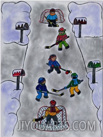 Illustration  Winter Street Hockey