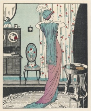 Back View of a High Waisted Draped Gown with Train by Zimmerman