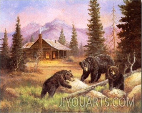 Bears on Log