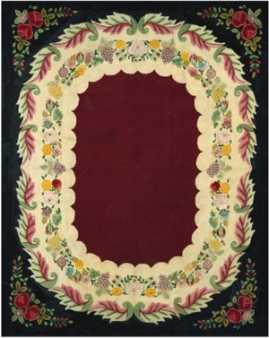 A Floral Design Hooked Rug, American, Mid Late 19th Century