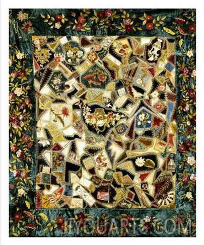 Pieced and Embroidered Silk and Velvet Crazy Quilt, American, Late 19th Century