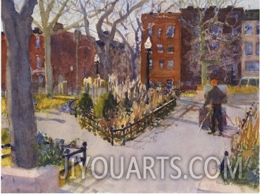 Watercolor Painting of a Park Scene2
