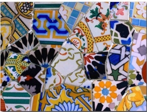 Detail of Tilework by Gaudi at Palau Guell, Barcelona, Catalonia, Spain