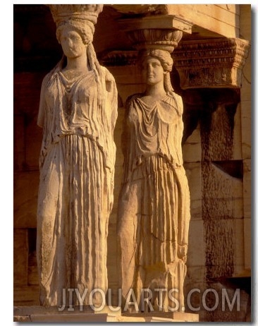 The Acropolis and Detail of Goddesses, Athens, Greece