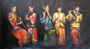 five peoples play the flute