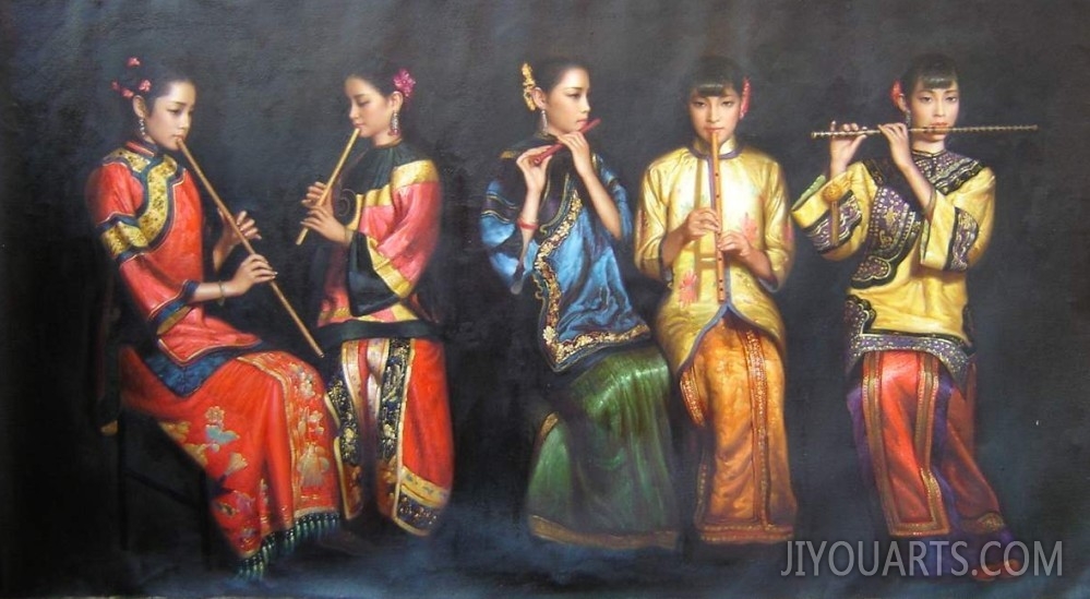 five peoples play the flute
