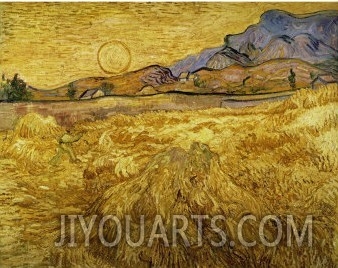 Wheat Field with Reaper and Sun