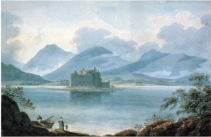 View Across Loch Awe, Argyllshire, to Kilchurn Castle and the Mountains Beyond