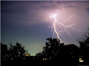Bolt of Lightning Brightens a Night Sky1