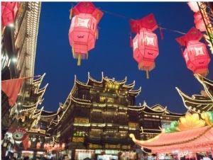 Chinese New Year Decorations at Yuyuan Garden, Shanghai, China, Asia