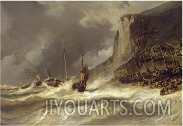 Storm on the Coast at Etretat, Normandy, 1851