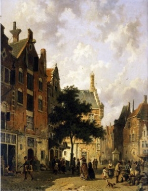 A Street Scene with Numerous Figures