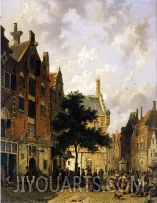 A Street Scene with Numerous Figures
