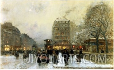 Parisian Street Scene in Winter