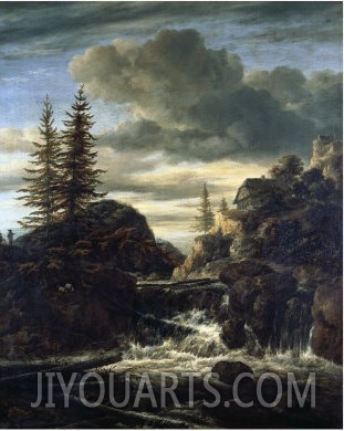 A Norwegian Landscape, with a Cascade Waterfall