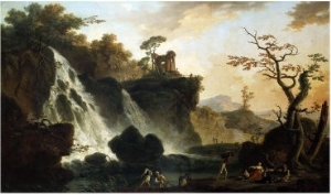 Fishermen by a Waterfall in a Classical Landscape