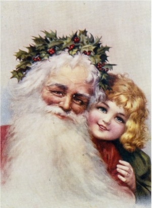 Holly Crowned Father Christmas and Child