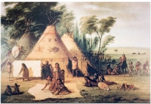 Village of the North American Sioux Tribe