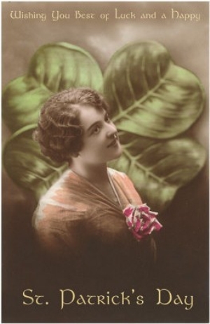 Lady with Giant Four Leaf Clover