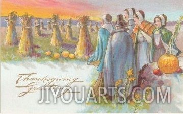 Pilgrim Women with Sheaves of Wheat