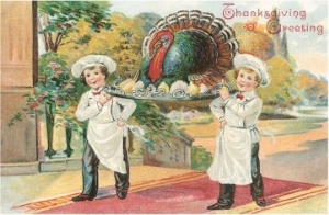 Young Chefs Carrying Turkey on Platter