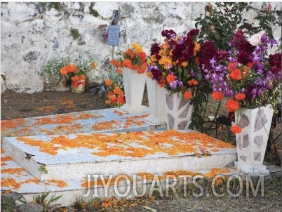 Decorated Graves, Cemetery, Janitzio Island, Day of the Dead, Lake Patzcuaro, Patzcuaro, Michoacan