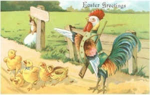 Easter Greetings, Rooster with Rifle