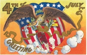 4th of July Greeting, Eagle and Shield
