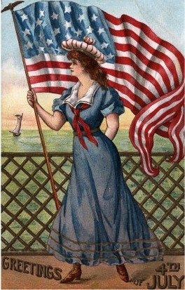 Fourth of July Greetings   Patriotically Dressed Woman