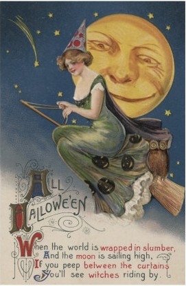 Halloween Greeting   Witch in Flight