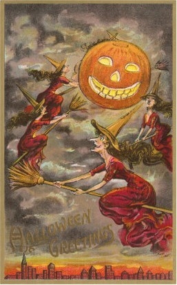 Halloween Greetings, Witches and Jack O