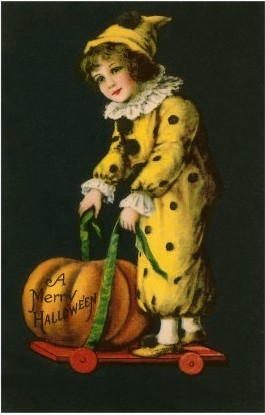 Halloween, Little Clown and Pumpkin