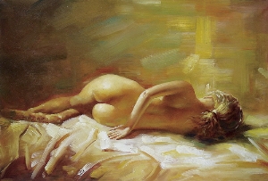 Nude Oil Painting 100% Handmade Museum Quality 0005,a nude woman