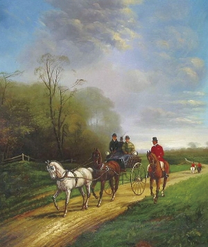 People Oil Painting 100% Handmade Museum Quality 0050,a family on the country road