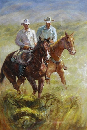 People Oil Painting 100% Handmade Museum Quality 0056,cowboys hanging around