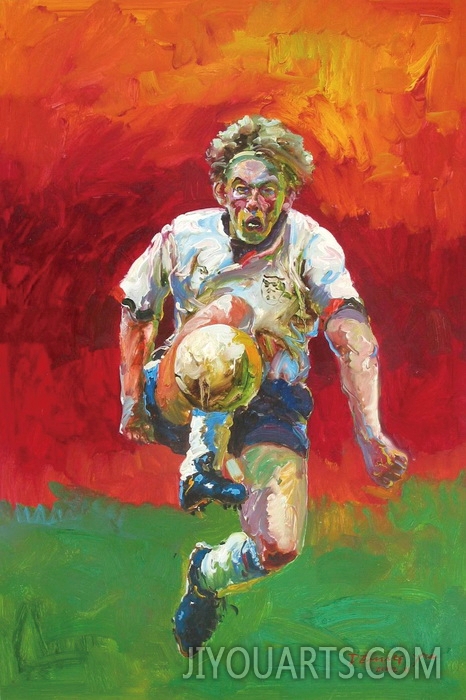 People Oil Painting 100% Handmade Museum Quality 0108,football player kicking the ball during a match