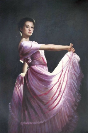 People Oil Painting 100% Handmade Museum Quality 0176,a modern Chinese woman dancing