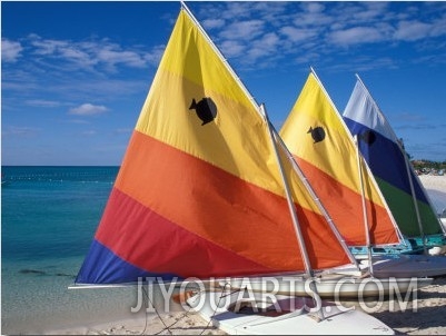 Sailboats on the Beach at Princess Cays, Bahamas