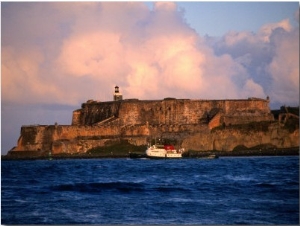 Tugboat Passing Fort El Morro, San Juan, Puerto Rico