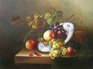 still life,dishes of fruits