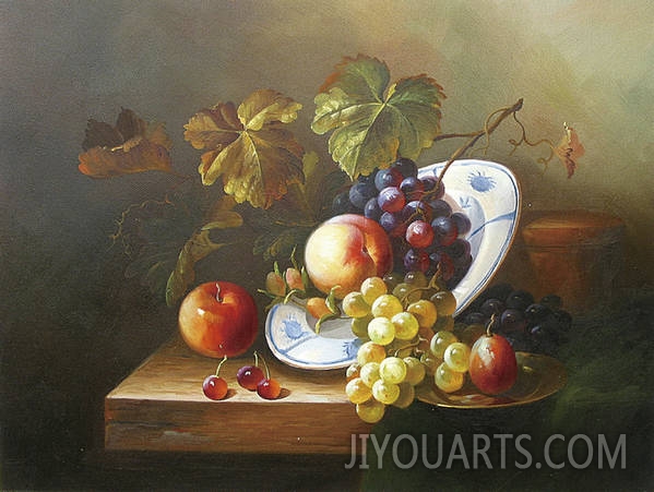 still life,dishes of fruits