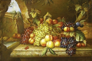 still life with grapes and peaches2