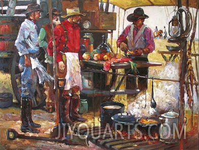 cowboys making foods in the field