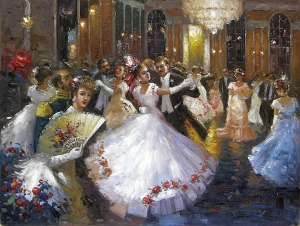palace oil painting,a dancing party in the palace