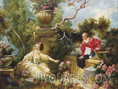 palace oil painting,lovers dating in the garden